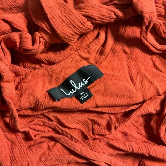 Lulus Adrift Tank Top Women's Medium Orange Side Cut Out Tie Back - Picture 5 of 7